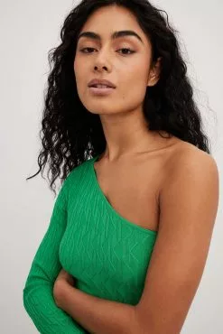 NA-KD One Shoulder Pattern Knitted Mini Dress -Party Dresses Sales nakd one shoulder pattern knitted mini dress 1100 006368 0010 12761