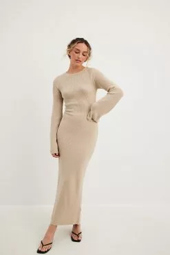 NA-KD Open Back Lace Detail Knitted Maxi Dress -Party Dresses Sales nakd open back lace detail knitted maxi dress 1100 006235 0005 35432