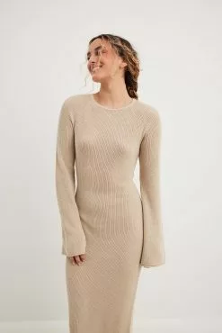 NA-KD Open Back Lace Detail Knitted Maxi Dress -Party Dresses Sales nakd open back lace detail knitted maxi dress 1100 006235 0005 35449