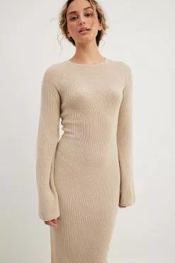 NA-KD Open Back Lace Detail Knitted Maxi Dress -Party Dresses Sales nakd open back lace detail knitted maxi dress 1100 006235 0005 35452