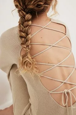 NA-KD Open Back Lace Detail Knitted Maxi Dress -Party Dresses Sales nakd open back lace detail knitted maxi dress 1100 006235 0005 35470