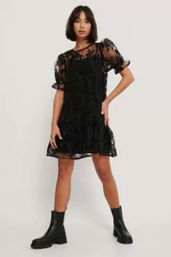 NA-KD Boho Organza Ruffle Hem Dress