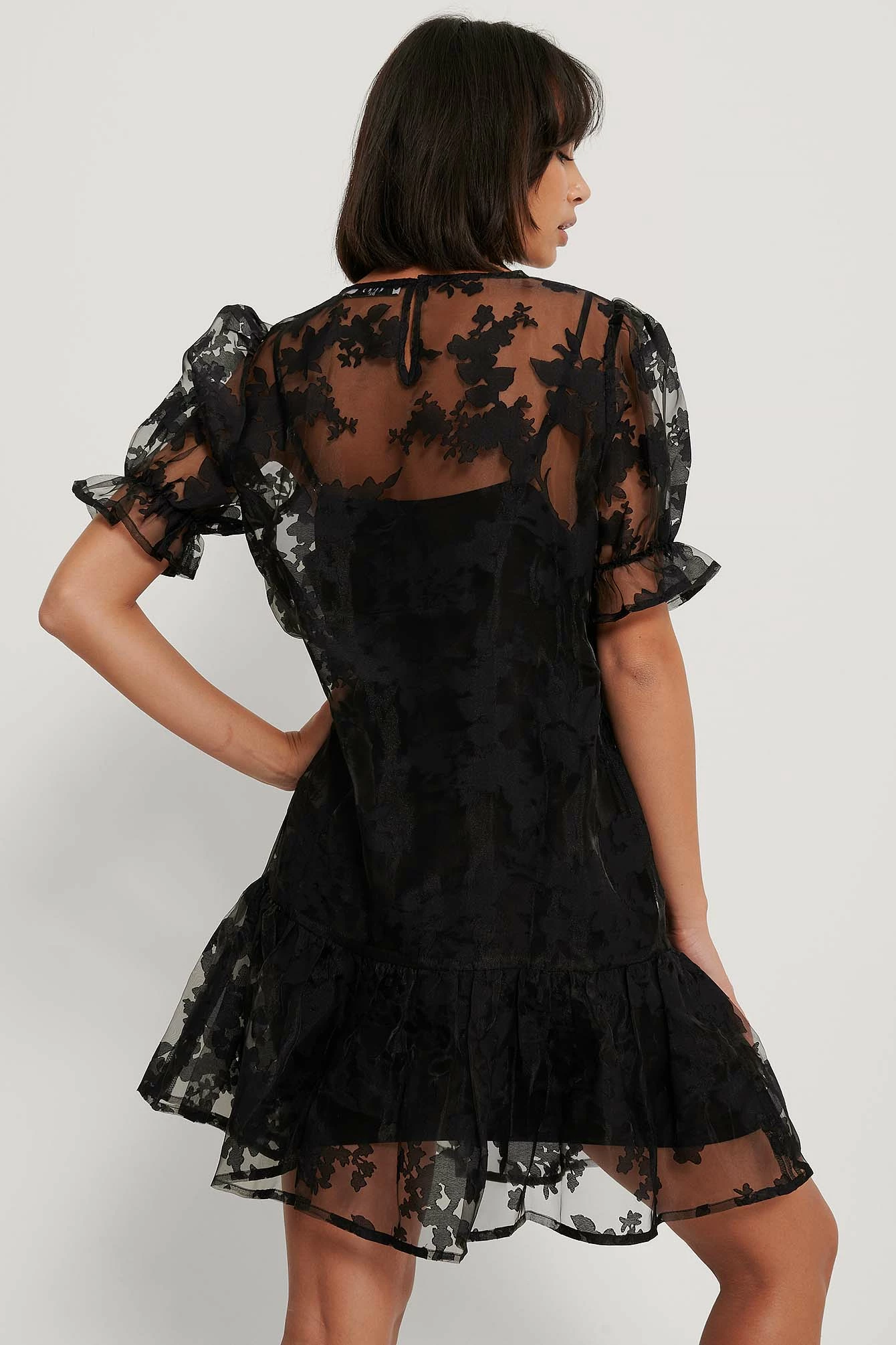 NA-KD Boho Organza Ruffle Hem Dress 2 NA-KD Boho Organza Ruffle Hem Dress - Image 2