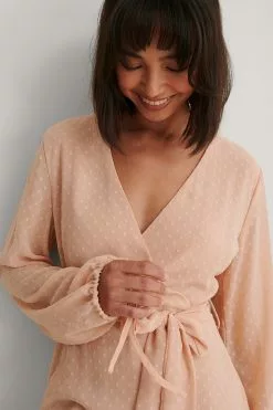 NA-KD Boho Shirred Overlap Dobby Dress -Party Dresses Sales nakd overlap dobby dress 1014 000807 0048 04a