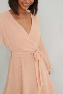 NA-KD Boho Shirred Overlap Dobby Dress -Party Dresses Sales nakd overlap dobby dress 1014 000807 0048 05g