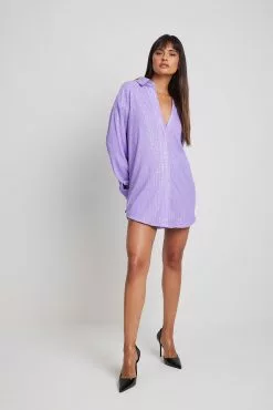 NA-KD Party Oversized Sequin Shirt Dress -Party Dresses Sales nakd oversized sequin shirt dress 1017 001565 0208 10001