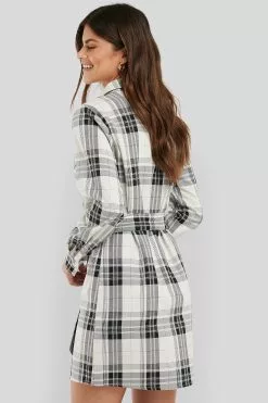 NA-KD Classic Plaid Belted Shirt Dress -Party Dresses Sales nakd plaid belted shirt dress 1594 000332 2188 02k