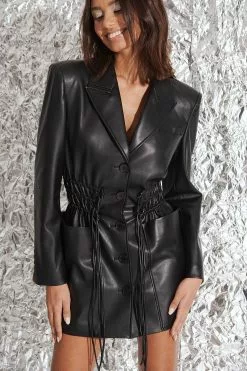 NA-KD Trend PU Drawstring Big Pockets Mini Dress -Party Dresses Sales nakd pu drawstring big pockets mini dress 1018 008877 000268234