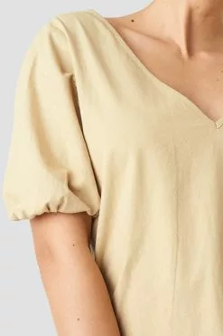 NA-KD Puff Sleeve Mini Dress -Party Dresses Sales nakd puff sleeve mini dress beige 1100 001783 0005 04g