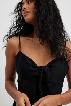 Pamela X NA-KD Reborn Recycled Front Tie Frill Mini Dress