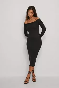 NA-KD Basic Rib Bare Shoulder Midi Dress 16 NA-KD Basic Rib Bare Shoulder Midi Dress -Party Dresses Sales nakd rib bare shoulder midi dress 1044 000220 0002 03c 01 1