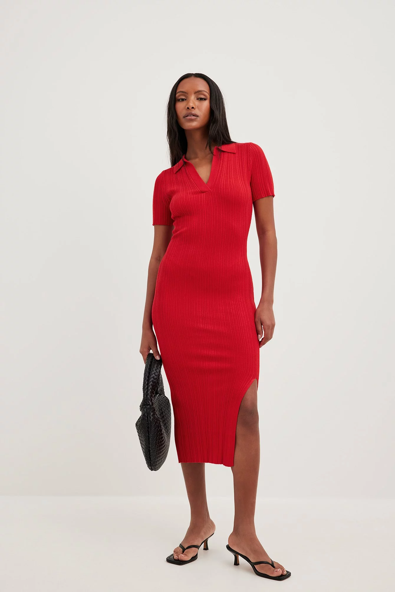 NA-KD Rib Knitted Collar Midi Dress 15 NA-KD Rib Knitted Collar Midi Dress - Image 15