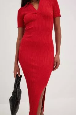 NA-KD Rib Knitted Collar Midi Dress -Party Dresses Sales nakd rib knitted collar midi dress 1100 007092 0004 2448