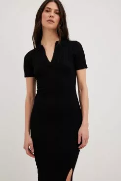 NA-KD Rib Knitted Collar Midi Dress -Party Dresses Sales nakd rib knitted collar midi dress 1100 007092 0002 17508