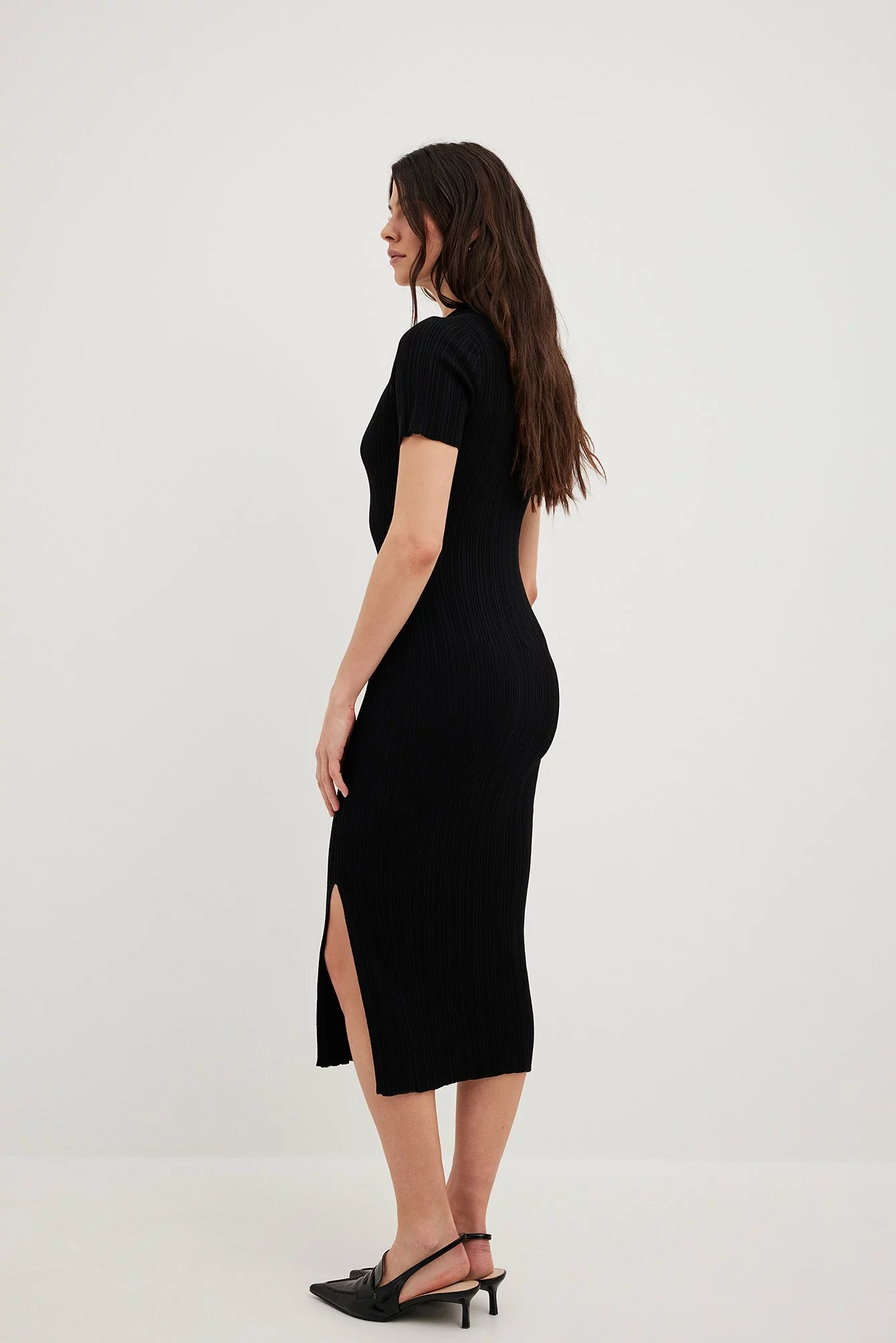 NA-KD Rib Knitted Collar Midi Dress 3 NA-KD Rib Knitted Collar Midi Dress - Image 3