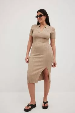 NA-KD Rib Knitted Collar Midi Dress -Party Dresses Sales nakd rib knitted collar midi dress 1100 007092 0119 6956 01c 1