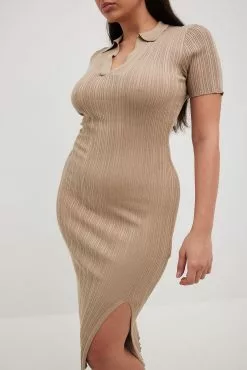 NA-KD Rib Knitted Collar Midi Dress -Party Dresses Sales nakd rib knitted collar midi dress 1100 007092 0119 6964 1