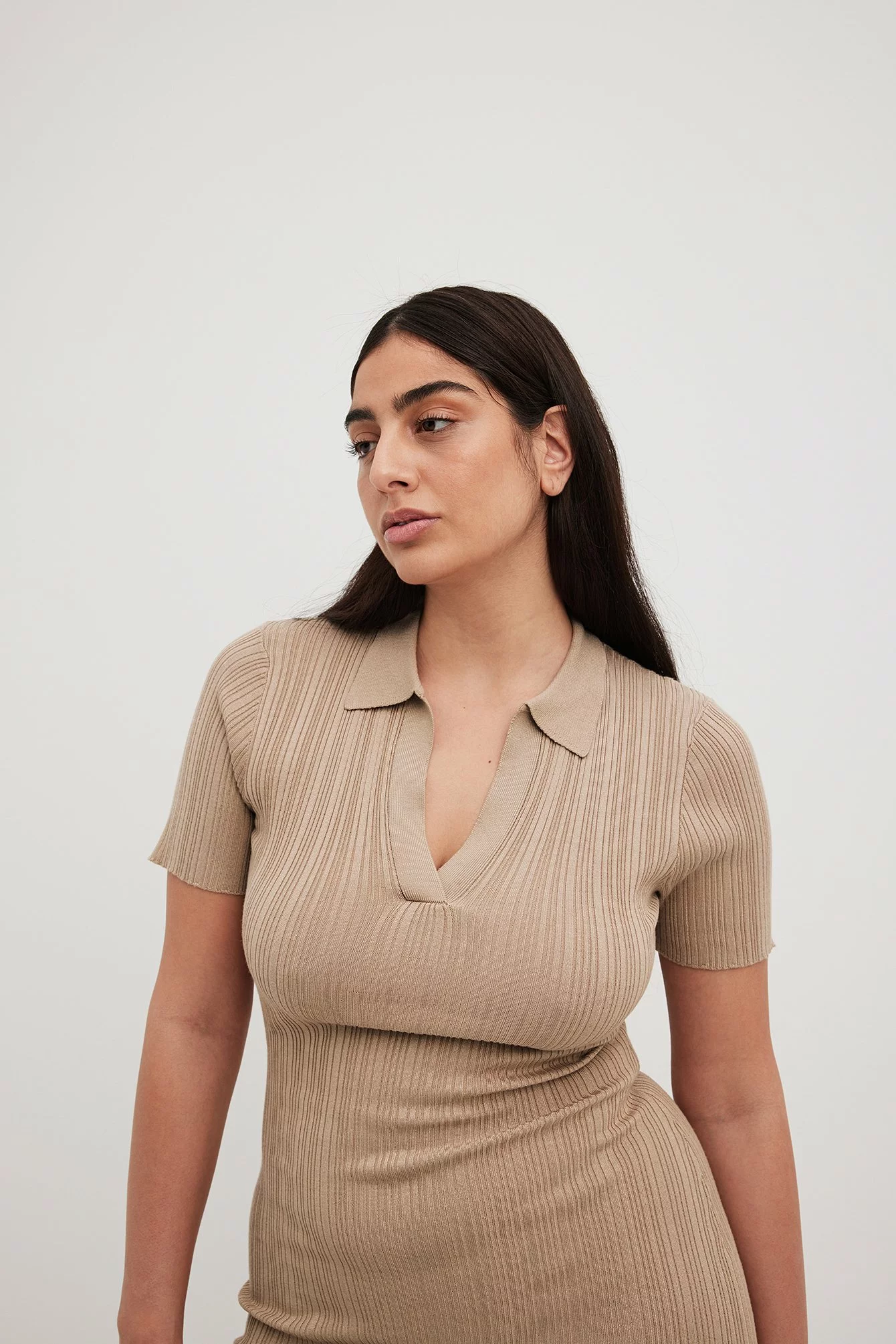 NA-KD Rib Knitted Collar Midi Dress 21 NA-KD Rib Knitted Collar Midi Dress - Image 21