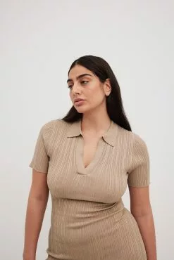 NA-KD Rib Knitted Collar Midi Dress -Party Dresses Sales nakd rib knitted collar midi dress 1100 007092 0119 6978 1