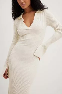 NA-KD Rib Knitted Trumpet Sleeve Dress -Party Dresses Sales nakd rib knitted trumpet sleeve dress 1100 006350 0260 10796 2