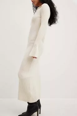 NA-KD Rib Knitted Trumpet Sleeve Dress -Party Dresses Sales nakd rib knitted trumpet sleeve dress 1100 006350 0260 10803 1