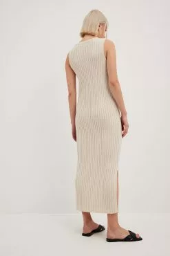 NA-KD Rib Knitted V-Neck Midi Dress -Party Dresses Sales nakd rib knitted v neck midi dress 1100 007063 0140 0073 2