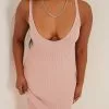 NA-KD Trend Ribbed Knitted Deep Back Dress