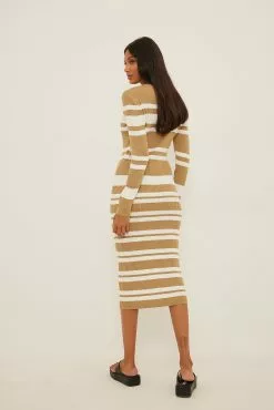 NA-KD Ribbed Knitted Striped Dress -Party Dresses Sales nakd ribbed knitted striped dress 1100 006054 1727 2799