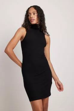 NA-KD Ribbed Turtle Neck Mini Dress -Party Dresses Sales nakd ribbed turtle neck mini dress 1100 006624 0002 10083 01r 2