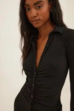 NA-KD Rouched Button Detail Dress 24 NA-KD Rouched Button Detail Dress -Party Dresses Sales nakd rouched button detail dress 1018 007581 0002 1640 r 1