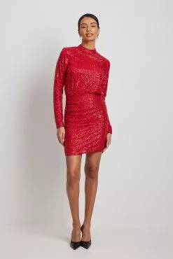 NA-KD Party Rouched Sequin Mini Dress -Party Dresses Sales nakd rouched sequin mini dress 1017 002002 0004 0589 2