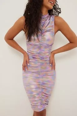 NA-KD Party Rouched Shiny Mini Dress