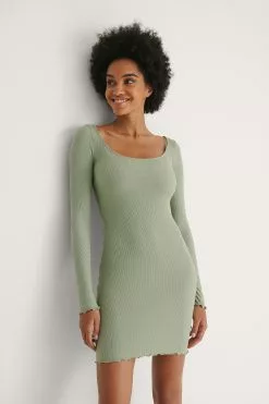 NA-KD Recycled Round Neck Rib Mini Dress -Party Dresses Sales nakd round neck rib mini dress 1100 004844 8909 03j