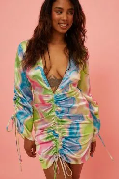 NA-KD Party Recycled Satin Drawstring Mini Dress -Party Dresses Sales nakd satin drawstring mini dress 1017 001481 9649 0484