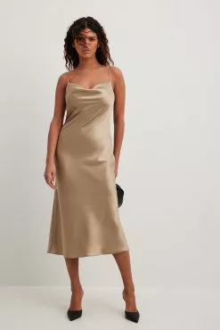 NA-KD Satin Midi Dress