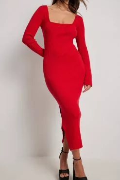NA-KD Scoop Neck Midi Slit Dress -Party Dresses Sales nakd scoop neck midi slit dress 1100 005871 0004 4138 3