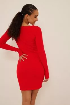 NA-KD Scoop Neck Rouched Button Dress -Party Dresses Sales nakd scoop neck rouched button dress 1100 006340 0004 03