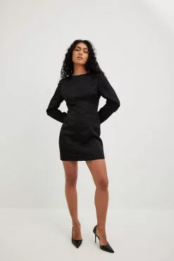 Carla Ginola X NA-KD Seam Detail Satin Mini Dress