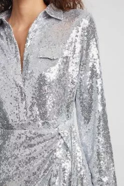 NA-KD Party Sequin Wrap Shirt Mini Dress -Party Dresses Sales nakd sequin wrap shirt mini dress 1017 001893 0014 0014 4528