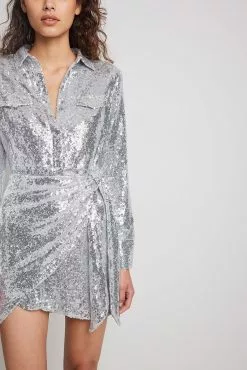 NA-KD Party Sequin Wrap Shirt Mini Dress