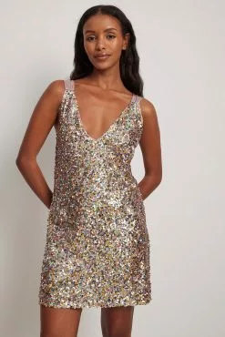 NA-KD Party Sequins Tie Back Mini Dress -Party Dresses Sales nakd sequins tie backmini dress 1018 010061 0541 21375