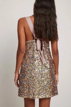 NA-KD Party Sequins Tie Back Mini Dress -Party Dresses Sales nakd sequins tie backmini dress 1018 010061 0541 21396