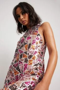 NA-KD ART Sequins Transparent Maxi Dress -Party Dresses Sales nakd sequins transparent maxi dress 1686 000096 0061 10185