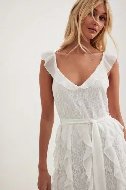 NA-KD Party Sheer Lace Detail Maxi Dress