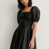 NA-KD Trend Short Puff Sleeve PU Dress