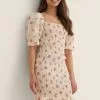 NA-KD Boho Smocked Frill Mini Dress