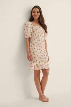 NA-KD Boho Smocked Frill Mini Dress -Party Dresses Sales nakd smocked frill mini dress 1014 001155 9379 03c