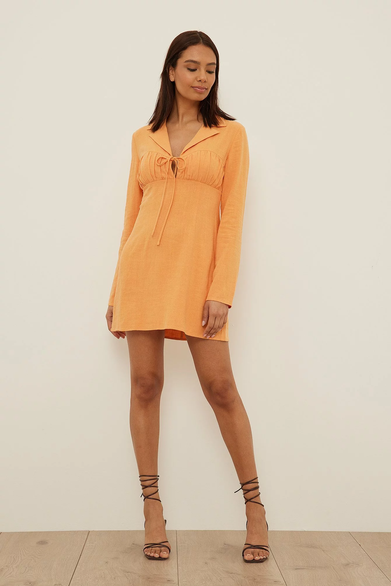 NA-KD Straps Front Linen Mini Dress 3 NA-KD Straps Front Linen Mini Dress - Image 3