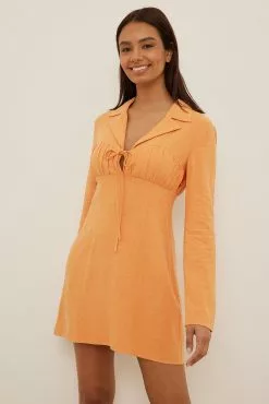 NA-KD Straps Front Linen Mini Dress