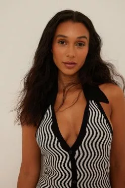 NA-KD Striped Knitted Collar Midi Dress -Party Dresses Sales nakd striped knitted collar midi dress 1100 006106 0041 1806